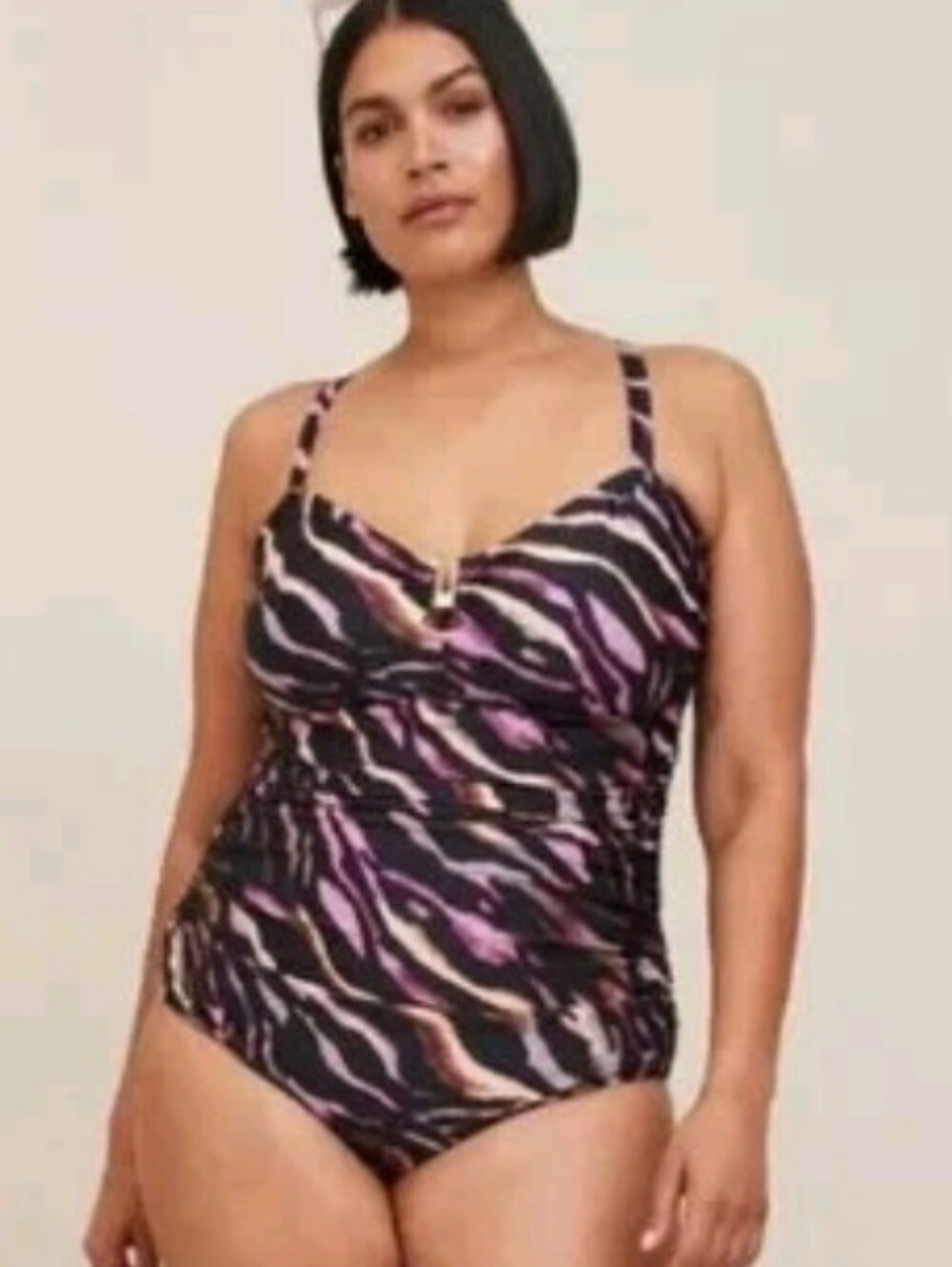 Torrid Wireless Ladder Back One Piece Swimsuit zebra Stripe Size 3  Swim Plus